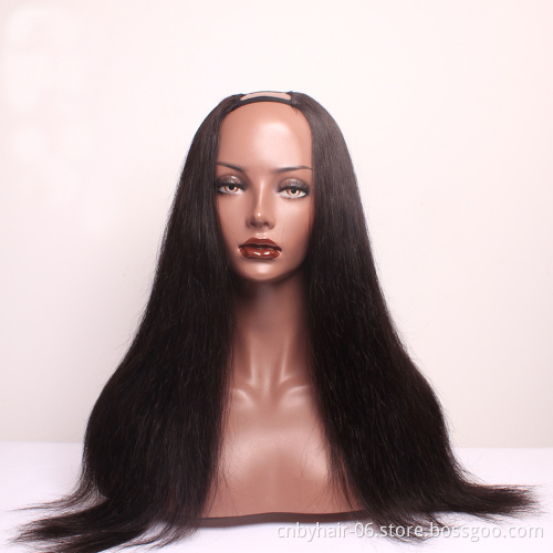 Natural 10A 180% Density Glueless Straight Brazilian Virgin Hair For Black WomenStraight U Part Wig Human Hair Wigs